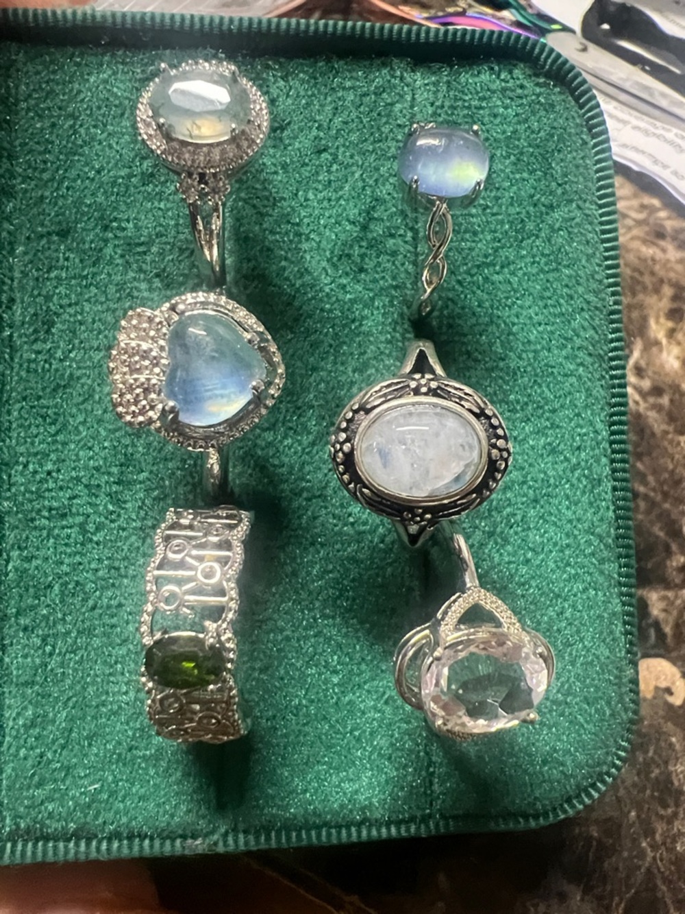 Silver Moonstone Ring in Pale Blue - Women Jewelry bundle 6 pieces